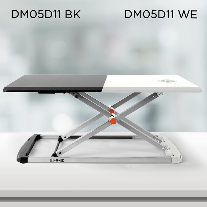 Zoomgoods Sit-Stand Desk DM05D11 WE [WHITE] | Height Adjustable Office Workstation | 74x43cm Platform | Raises from 5-40cm | Riser for PC Computer or Laptop | Ergonomic Desktop Table Converter