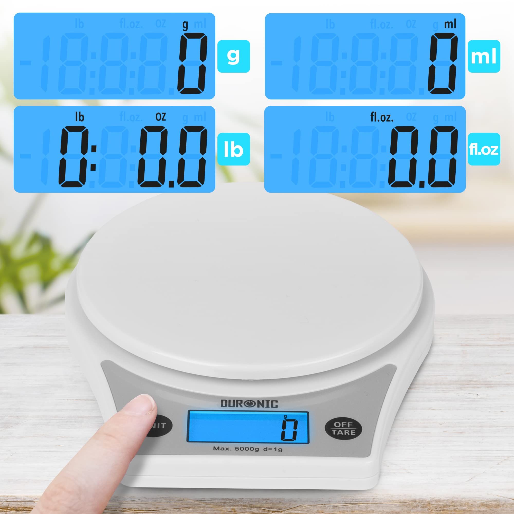 Zoomgoods Digital Kitchen Scale KS6000 WH/WH Kitchen Scales with Bowl, Weighing Scale, Baking Scale for Cooking Baking Pet Food Postal, Food Scale Weight Scale, Electronic Scale with Backlit LCD Display