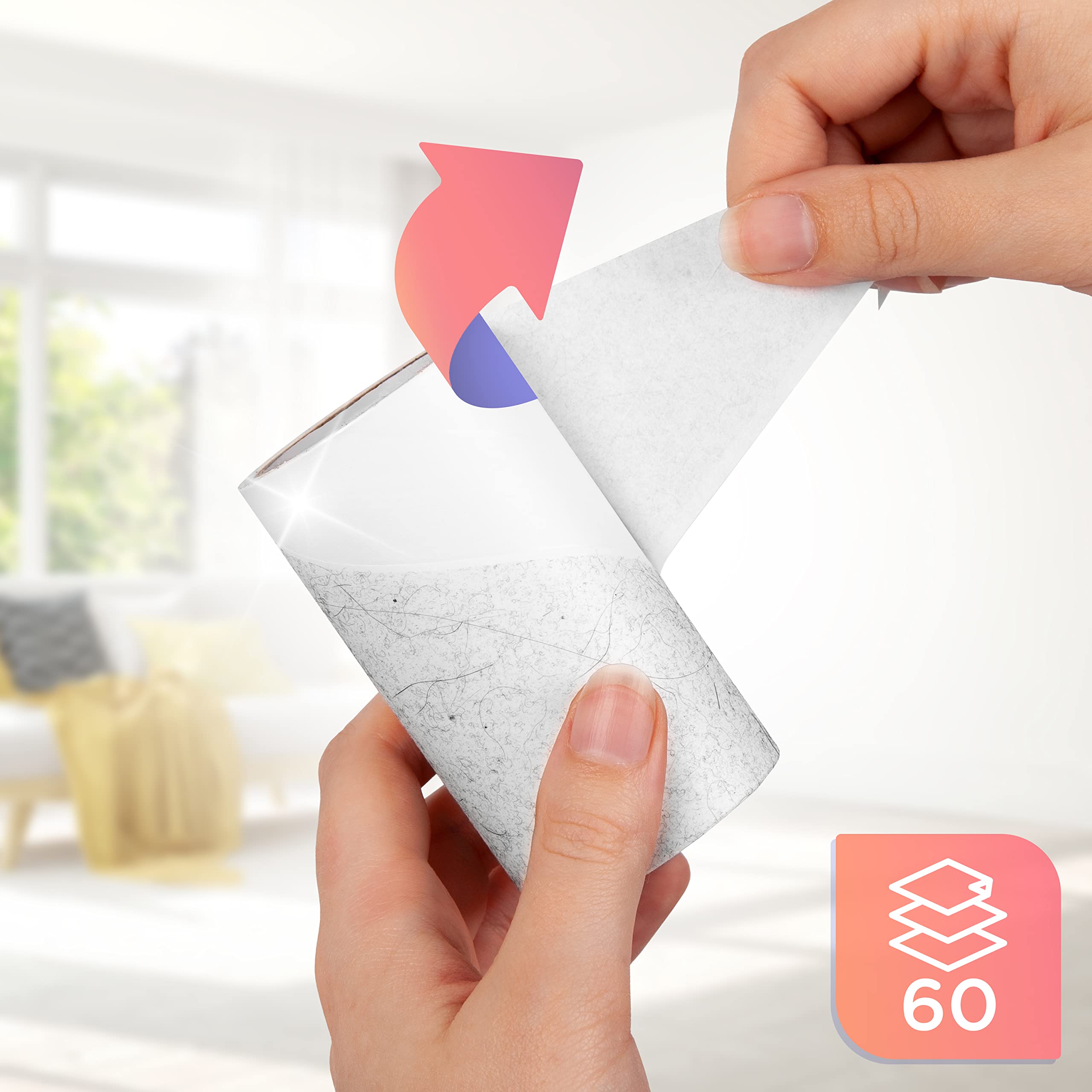 Zoomgoods 2x Lint Rollers (60 Sheets per roll) + 4 Refills ROLL2X4, Extra Sticky Lint Remover for Fabric and Clothing, Removes Pet Hair, Dust, Lint Fluff from Carpet and Upholstery