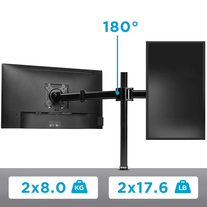 Zoomgoods Dual Arm Holder DM25MJ, Joint Attachment Suitable for All DM25 Monitor Arms, Joins 2x DM25 Arms Together for Mounting onto Desk Mount Pole, Steel – Black