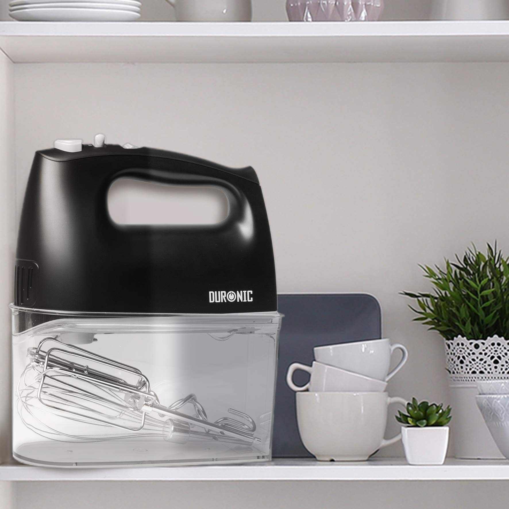 Zoomgoods Hand Mixer Electric Whisk HM4 BK Kitchen Handheld Hand Held Food Mixers for Baking, Dough, Bread, Eggs, Cake Mix, Cream, Brownie Maker Mixer with Whisker Hooks Beater Storage Case 400W - Black