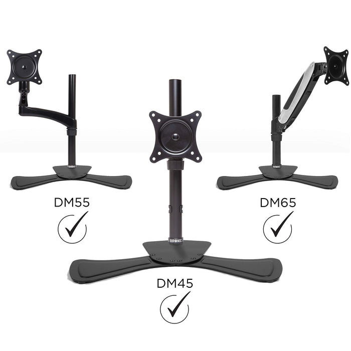 Zoomgoods DM75 Stand for Pole | Attaches to Zoomgoods DM15 DM25 DM35 DM453 Poles | Flat Freestanding Monitor Base for Desk | Heavy Duty Steel | Alternative Installation Solution to Clamp or Grommet Fixing