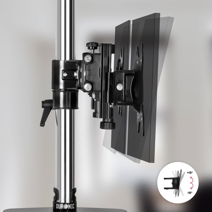 Zoomgoods Computer Monitor Arms Stand DM752 Dual Freestanding PC Multi Arm Desk Mount Height Adjustable Stands for VESA 75/100 Two 15-24 Inch LED LCD Screens 8kg Capacity Mounts Tilt -15/+15 Rotate 360 - Black