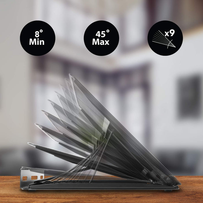 Zoomgoods Monitor Laptop Stand DM074 | Multi-Use Desk Riser | Adjustable to 6x Height Positions | Foldable Portable Ergonomic Design | Mesh Support Tray for Tablet or MacBook | Portable