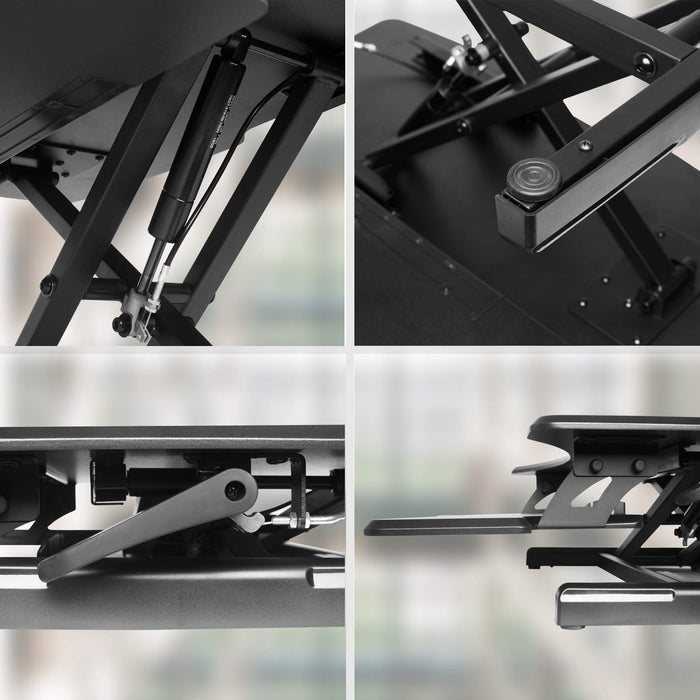 Zoomgoods Sit-Stand Desk DM05D16 | Height Adjustable Office Workstation | 77x50cm Platform | Raises from 12-43cm | Riser for PC Computer Screen, Keyboard, Laptop | Ergonomic Desktop Table Converter
