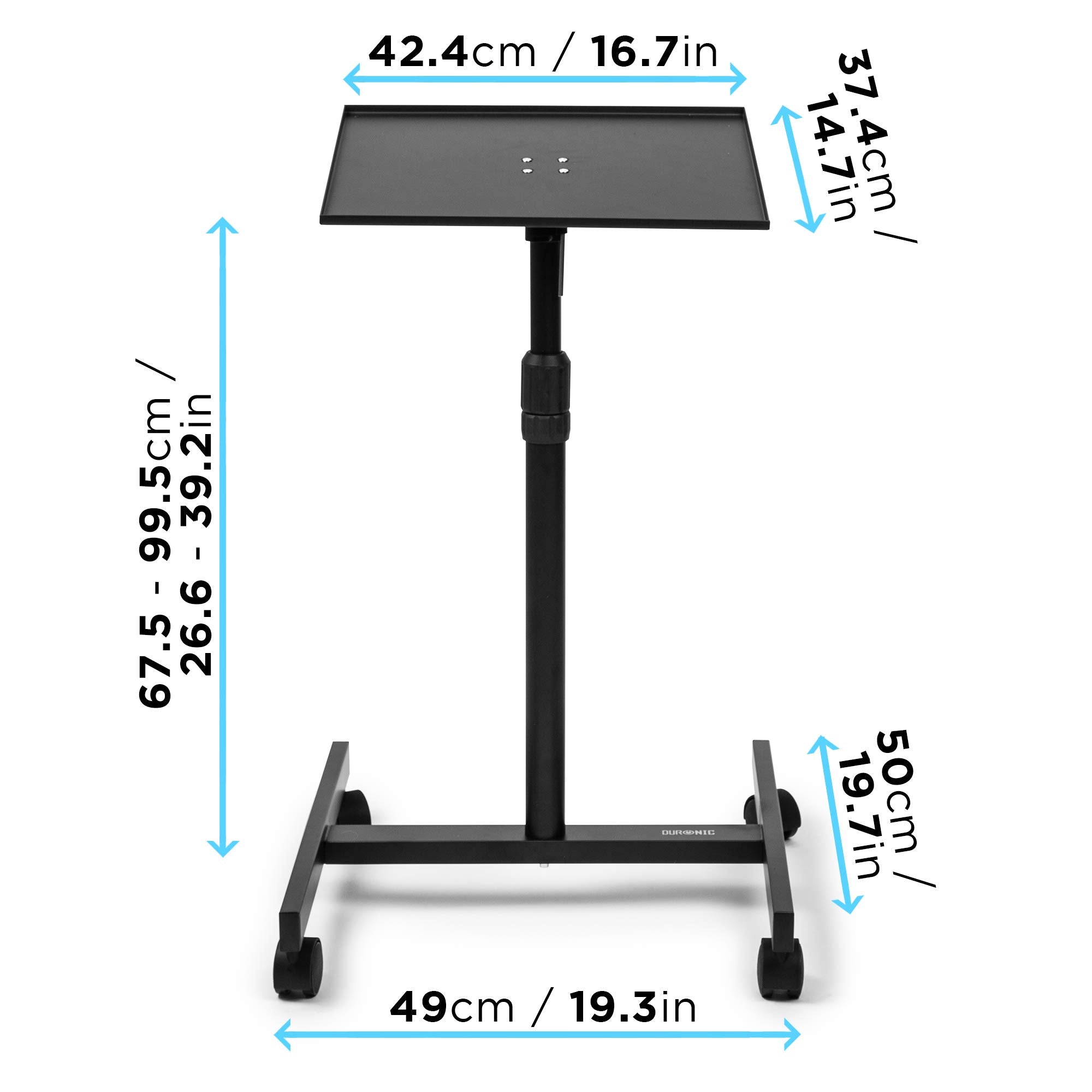 Zoomgoods Projector Stand WPS20 | Adjustable Floor Table Tray on Wheels Only | Tall Moveable Laptop Trolley | 5kg Capacity