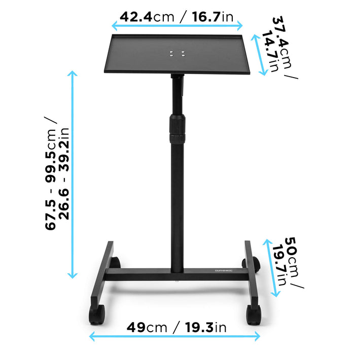 Zoomgoods Projector Stand WPS20 | Adjustable Floor Table Tray on Wheels Only | Tall Moveable Laptop Trolley | 5kg Capacity