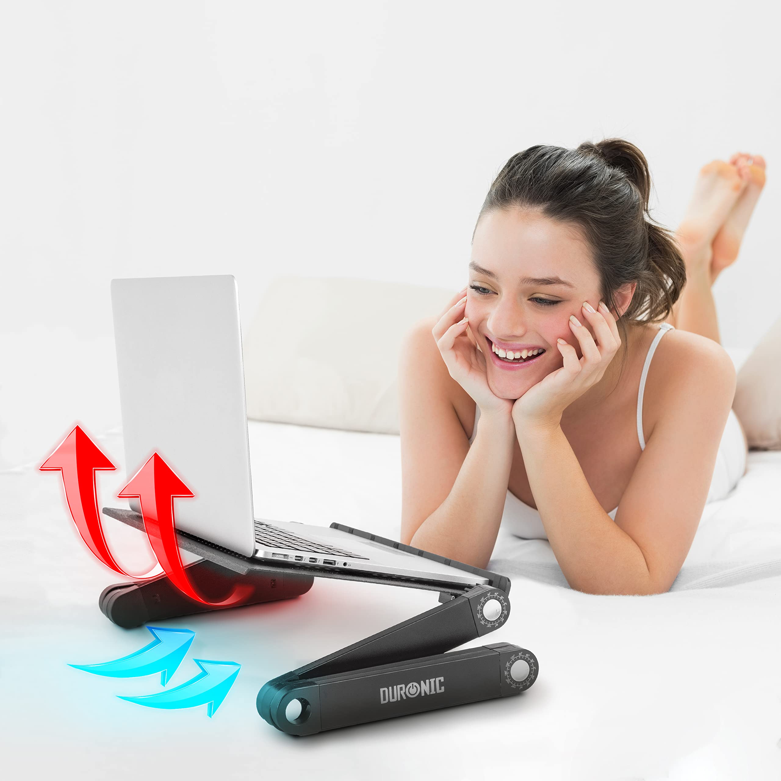 Zoomgoods Laptop Stand DML121 Lap Desk Foldable Computer Table Height Adjustable Macbook Pro Stands Portable Desk Riser for Laptops Tablets Notebooks