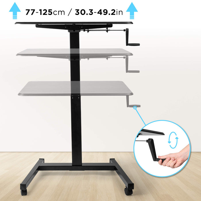 Zoomgoods Sit-Stand Desk WPS47 | Portable Ergonomic Desk for Laptop | 80x50cm Platform | Multi-Use Video Projector Table on Wheels | Adjustable Height by Handle | 30kg Capacity | Home Office Workspace…