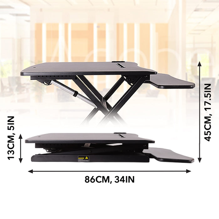 Zoomgoods Sit-Stand Desk DM05D9 | Electric Height Adjustable Office Workstation | 80x62cm Platform | Raises from 13.5-44cm | Riser for PC Computer Screen, Keyboard, Laptop | Ergonomic Desktop Converter…
