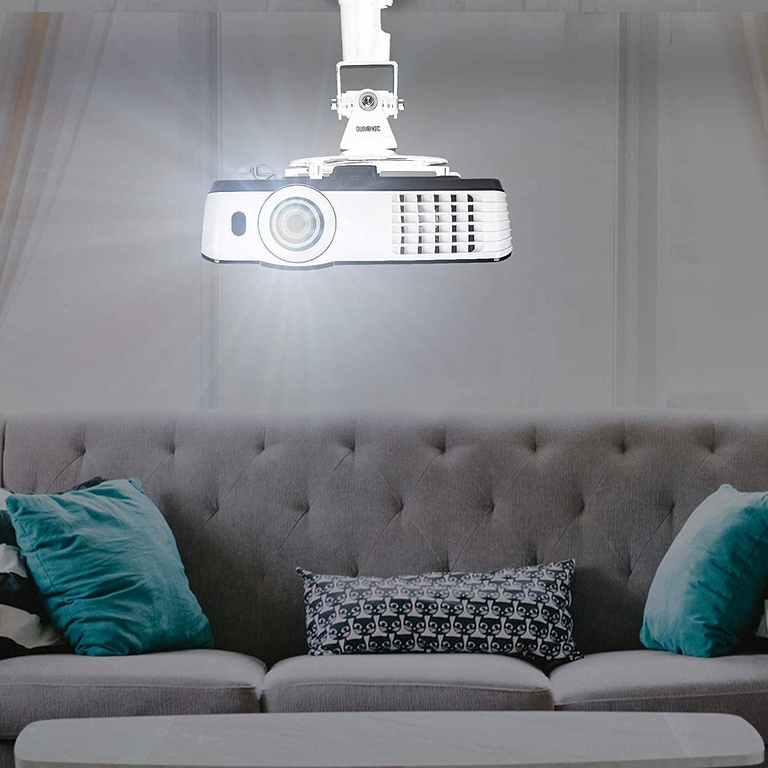 Zoomgoods Projector Mount PB07XB | Bracket Fixing for Ceiling | 10kg Capacity | Universal | Heavy Duty | Fittings Included | Rotate 360 °, Swivel 180 °, Tilt 180° for Easy Projection Set-up