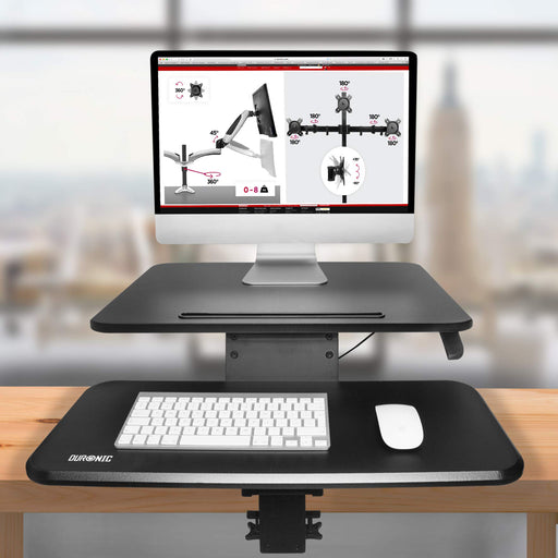 Zoomgoods Sit-Stand Desk DM05D13 | Height Adjustable Office Workstation | 64x44cm Platform | Raises 12-40cm | Riser for PC Computer Screen, Keyboard, Laptop |Ergonomic Desktop Table Converter with Clamp