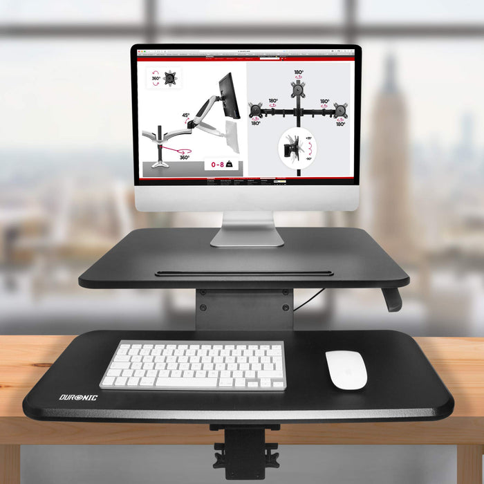 Zoomgoods Sit-Stand Desk DM05D13 | Height Adjustable Office Workstation | 64x44cm Platform | Raises 12-40cm | Riser for PC Computer Screen, Keyboard, Laptop |Ergonomic Desktop Table Converter with Clamp