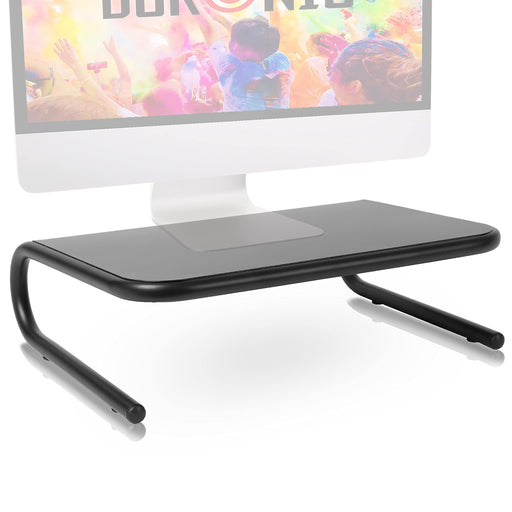 Zoomgoods Monitor Stand Riser DM071 | Laptop and Screen Platform for Desktop | Metal Support for a TV Screen or PC Computer Monitor | Ergonomic Office Desk Shelf | 10kg Capacity | Black | 37cm x 24cm