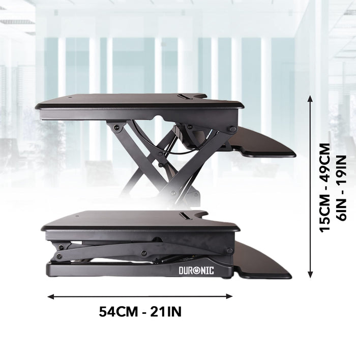 Zoomgoods Sit-Stand Desk DM05D23 | Height Adjustable Office Workstation | 90x57cm Platform | Raises from 15-49cm | Riser for PC Computer Screen, Keyboard, Laptop | Ergonomic Desktop Table Converter