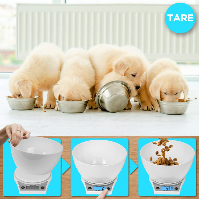 Zoomgoods Digital Kitchen Scale KS6000 WH/WH Kitchen Scales with Bowl, Weighing Scale, Baking Scale for Cooking Baking Pet Food Postal, Food Scale Weight Scale, Electronic Scale with Backlit LCD Display