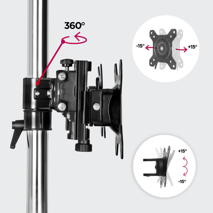 Zoomgoods Computer Monitor Arms Stand DM752 Dual Freestanding PC Multi Arm Desk Mount Height Adjustable Stands for VESA 75/100 Two 15-24 Inch LED LCD Screens 8kg Capacity Mounts Tilt -15/+15 Rotate 360 - Black