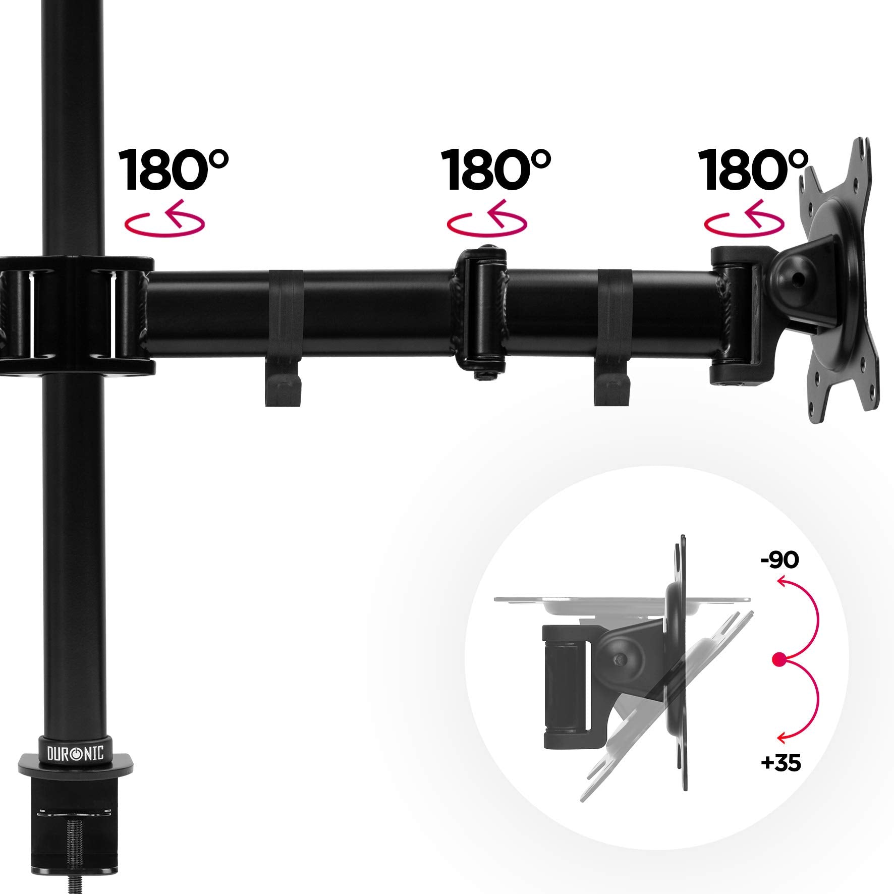 Zoomgoods Computer Quad Monitor Arms DM254 Adjustable Quad Monitor Stand Riser Clamp for 13-27” screens 4 Monitor Desk Mounts with VESA 75/100 Four Monitor Mount with 8kg Capacity Stand for Home Office