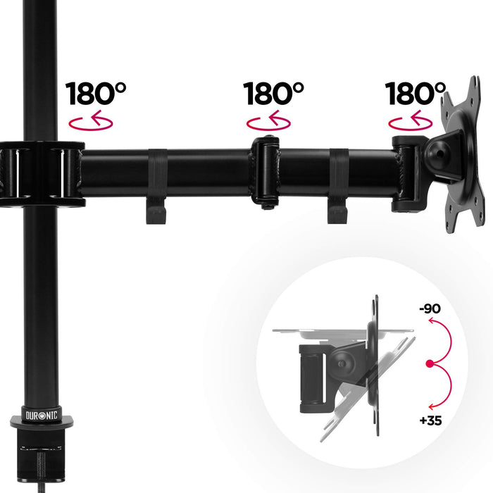 Zoomgoods Computer Quad Monitor Arms DM254 Adjustable Quad Monitor Stand Riser Clamp for 13-27” screens 4 Monitor Desk Mounts with VESA 75/100 Four Monitor Mount with 8kg Capacity Stand for Home Office