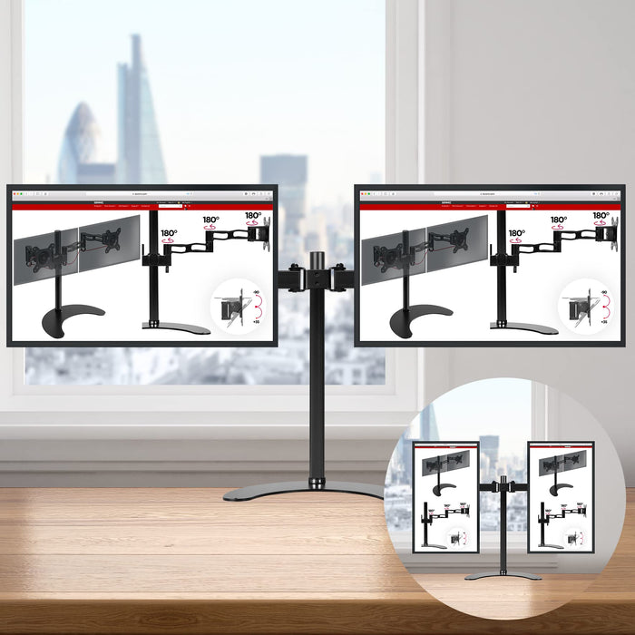 Zoomgoods Dual Monitor Stand DM15D2, Double Monitor Arm Desk Mount for Two 13-27” PC Screens, Height Adjustable Monitor Mounts with VESA 75 100, Monitor Riser for Home Office Work Desk