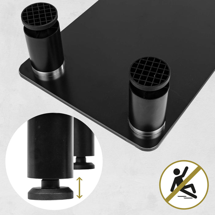 Zoomgoods Monitor Stand Riser DM051 | Laptop and Screen Stand for Desktop | Black Tempered Glass | Support for a TV or PC Computer Monitor | Ergonomic Office Desk Shelf | 40kg Capacity | 63x25cm