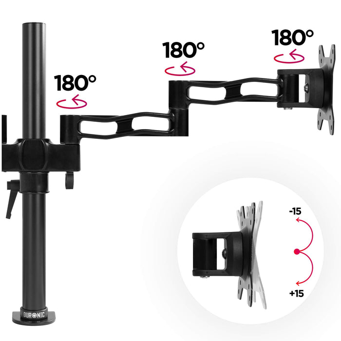 Zoomgoods Computer Monitor Arms Stand DM352 BK Dual Freestanding PC Multi Arm Desk Mount Twin Adjustable Stands for VESA 75/100 Two 13-27 Inch LED LCD Screens 8kg Capacity Mounts Tilt -15/+15 - Black