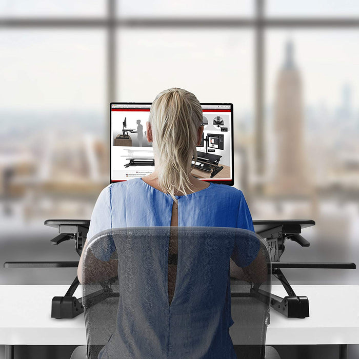 Zoomgoods Sit-Stand Desk DM05D3 | Height Adjustable Office Workstation | 73x59cm Platform | Raises from 15-50cm | Riser for PC Computer Screen, Keyboard, Laptop | Ergonomic Desktop Table Converter