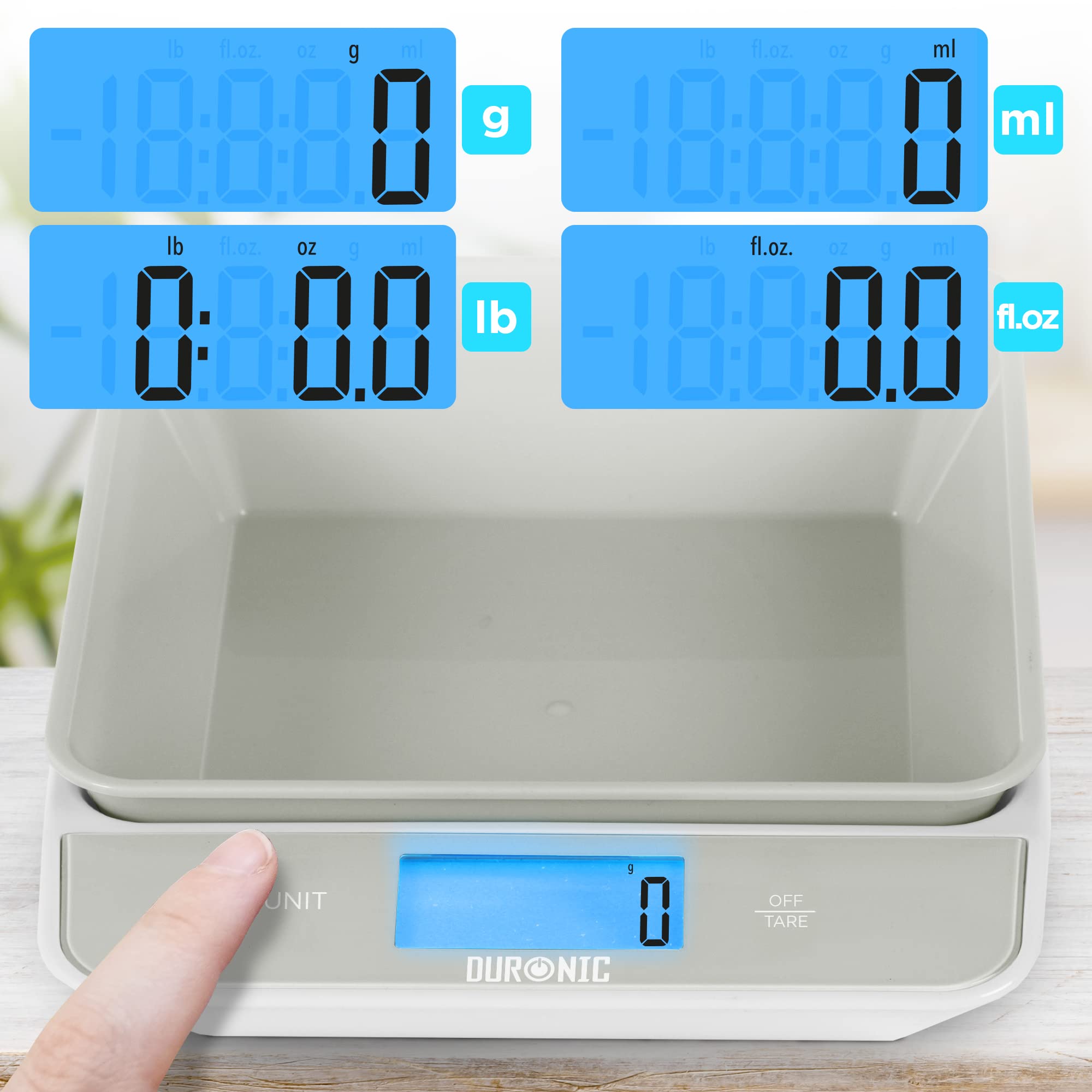 Zoomgoods Digital Kitchen Scales KS100 GY Electronic Kitchen Scale with Bowl Measuring Weighing Scale Grey Baking Scale for Cooking Baking Mail Pet Food Measurement Baker Weight Scale, Tare LCD Display