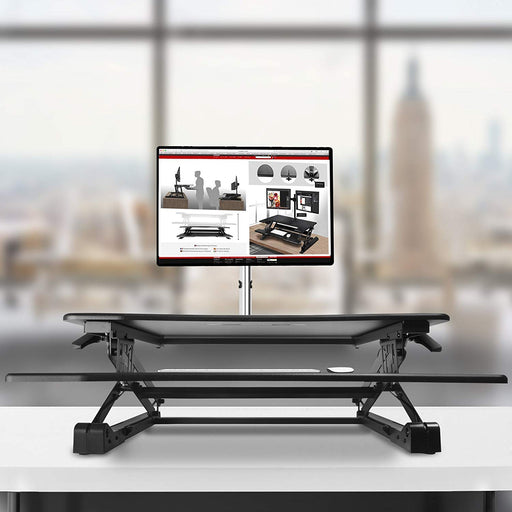 Zoomgoods Sit-Stand Desk DM05D3 | Height Adjustable Office Workstation | 73x59cm Platform | Raises from 15-50cm | Riser for PC Computer Screen, Keyboard, Laptop | Ergonomic Desktop Table Converter
