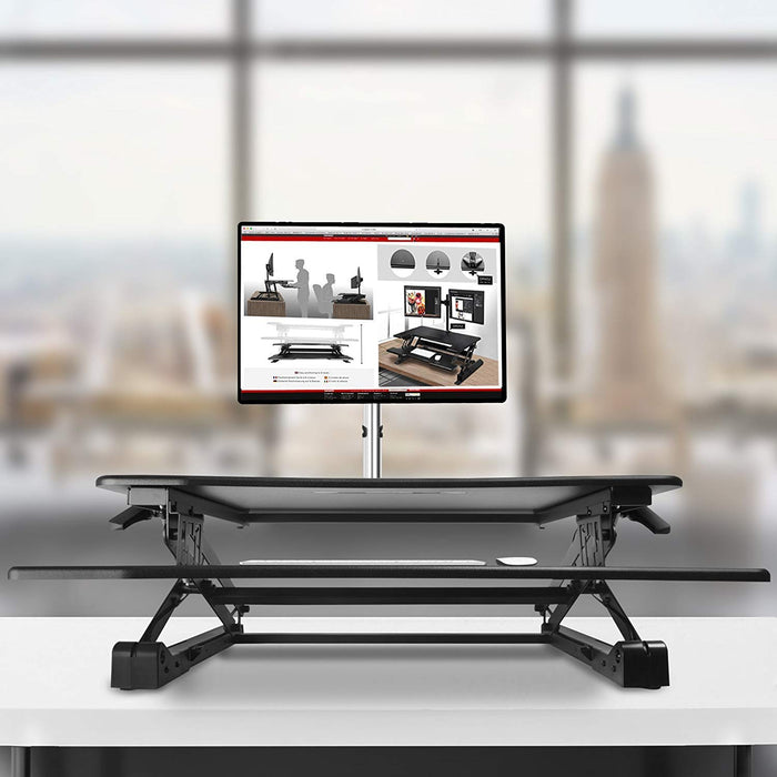 Zoomgoods Sit-Stand Desk DM05D3 | Height Adjustable Office Workstation | 73x59cm Platform | Raises from 15-50cm | Riser for PC Computer Screen, Keyboard, Laptop | Ergonomic Desktop Table Converter