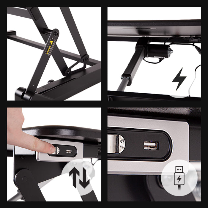 Zoomgoods Sit-Stand Desk DM05D8 | Electric Height Adjustable Office Workstation | 90x59cm Platform | Raises from 16-49cm | Riser for PC Computer Screen, Keyboard, Laptop | Ergonomic Desktop Converter