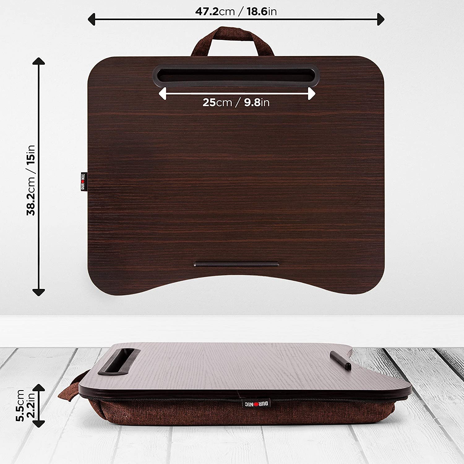 Zoomgoods Laptop Tray with Cushion DML432 | Ergonomic Lap Desk for Bed, Sofa, Car | Built-in Tablet Holder | Bean Cushion Pad | Brown | Portable Design with Carry Handle| For Home/Office…