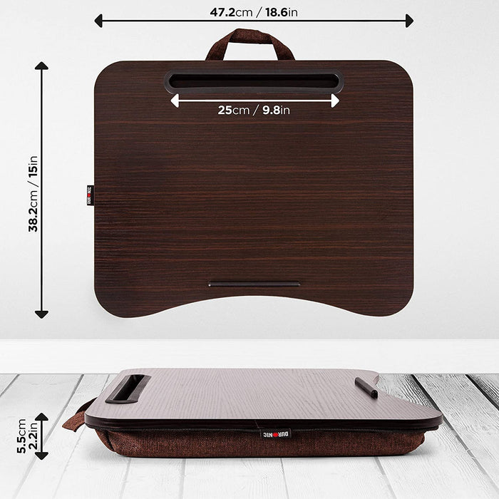 Zoomgoods Laptop Tray with Cushion DML432 | Ergonomic Lap Desk for Bed, Sofa, Car | Built-in Tablet Holder | Bean Cushion Pad | Brown | Portable Design with Carry Handle| For Home/Office…