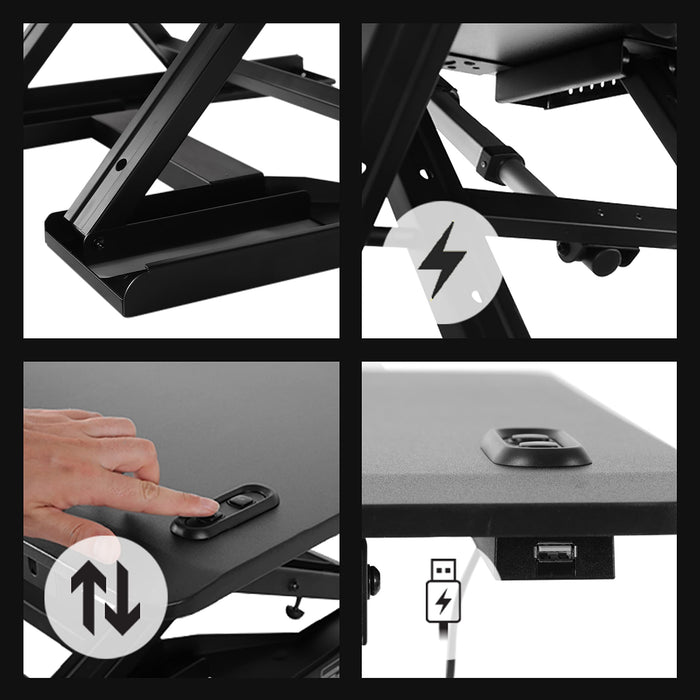 Zoomgoods Sit-Stand Desk DM05D9 | Electric Height Adjustable Office Workstation | 80x62cm Platform | Raises from 13.5-44cm | Riser for PC Computer Screen, Keyboard, Laptop | Ergonomic Desktop Converter…