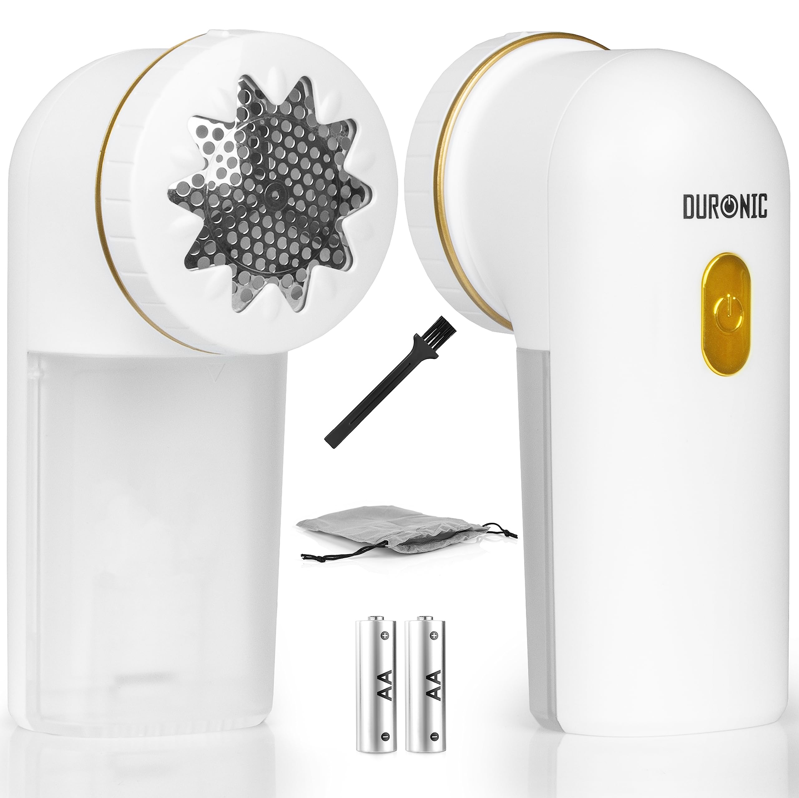 Zoomgoods Bobble Remover FS22 WE Fabric Shaver Defuzzer Clothing Lint Removers, Depiller, Small Fuzz Pill Debobbler for Couch Clothes Sweaters - White / Gold