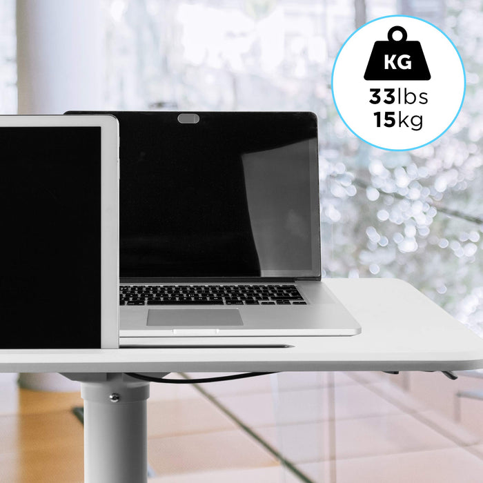 Zoomgoods Sit-Stand Desk WPS77 | White Ergonomic Desk with Tablet Holder | Multi-Use Table for Adults & Children | 71x50cm Platform | Portable with Lockable Wheels | Adjustable Height | 15kg Capacity…