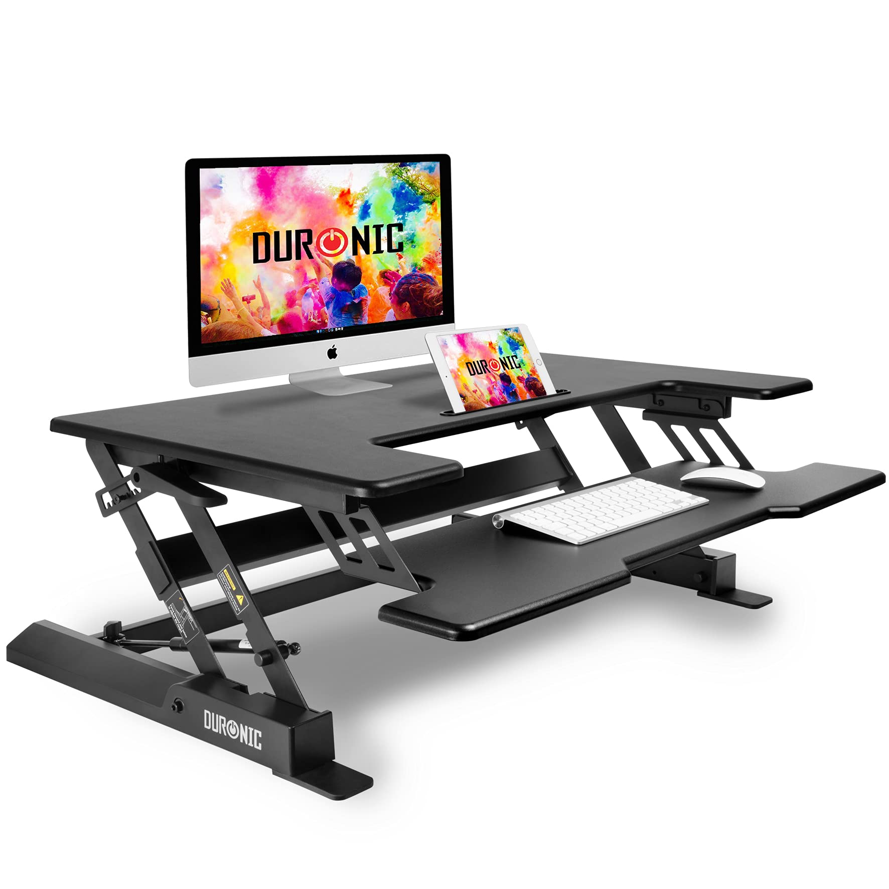 Zoomgoods Sit-Stand Desk DM05D1 [BLACK] | Height Adjustable Office Workstation | 92x56cm Platform | Raises 16.5-41.5cm | PC Computer Screen, Keyboard, Laptop Riser | Ergonomic Desktop Table Converter