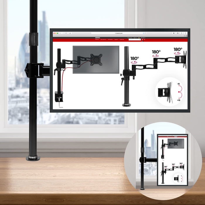 Zoomgoods Single Monitor Stand DMT251X3 Monitor Arm Desk Mount for 13-32” PC Screens Adjustable Tilt Monitor Mount with 100cm Pole Gaming Monitor with VESA 75 100 Monitor Riser for Home Office Work Desk