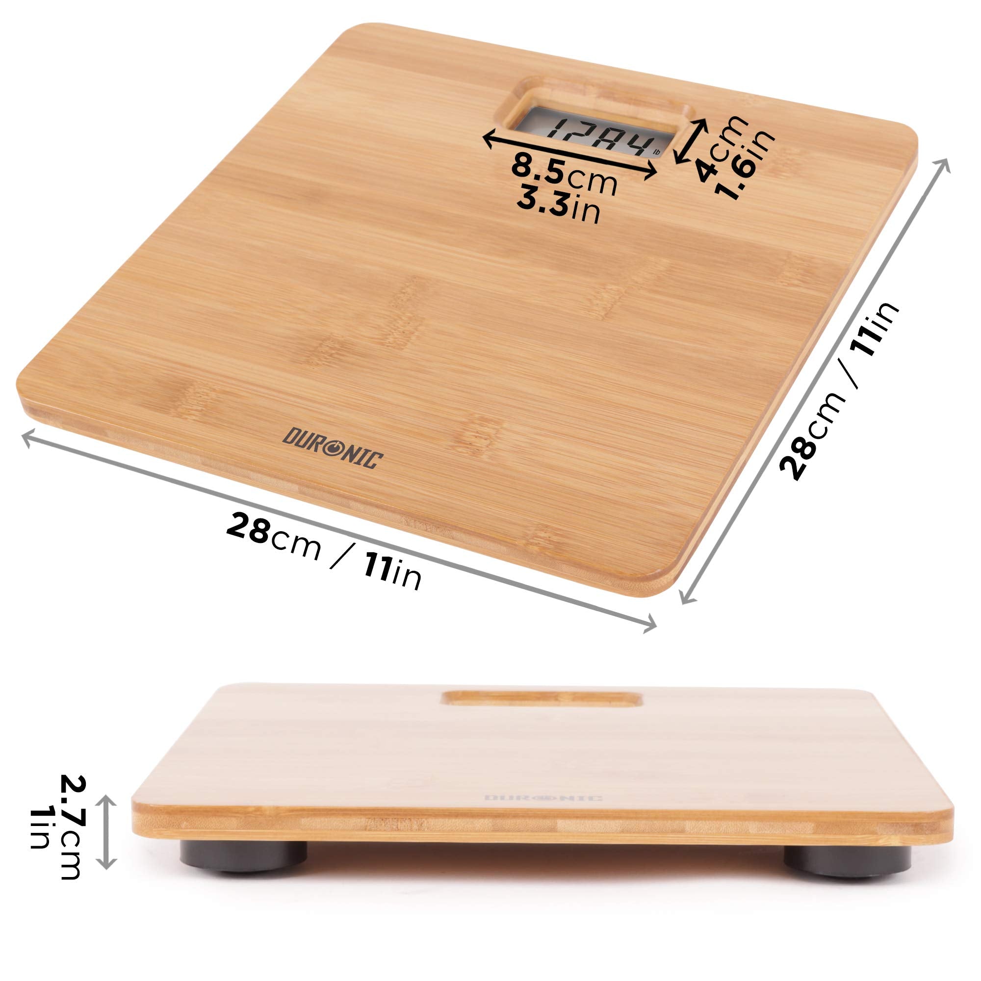 Zoomgoods Digital Bathroom Body Scales BS503 - Measures Body Weight in Kilograms, Pounds and Stones - Lightweight Eco-Friendly Bamboo Design, Step-On Activation, Precision Sensors, 180kg Capacity