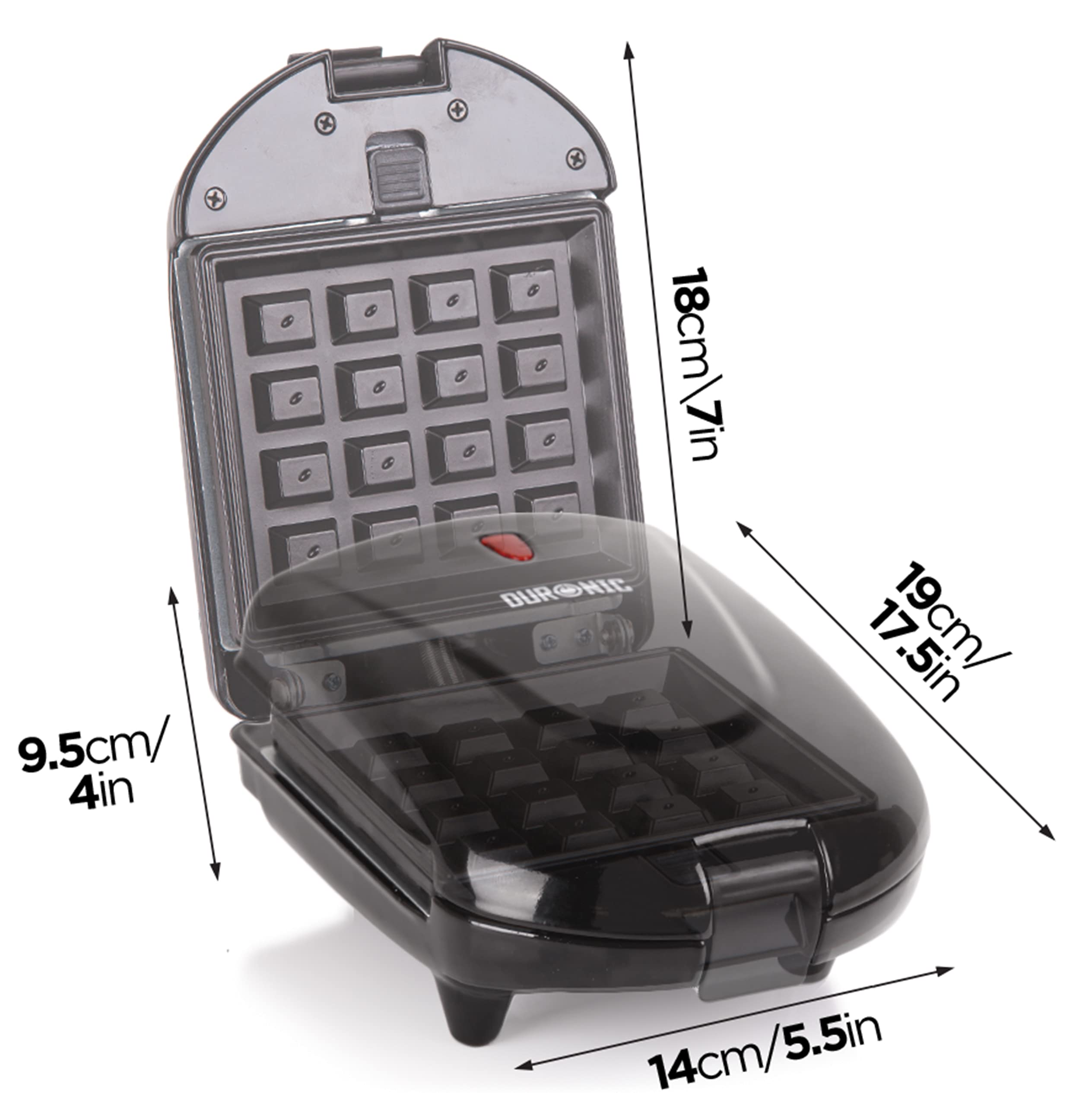 Zoomgoods 2-in-1 Single Waffle Maker and Mini Grill WM52 | Detachable and Interchangeable Plates | 520W | Non-Stick | Automatic Temperature Control | Compact Snack Maker |Toasties, Eggs, Grilled Meats
