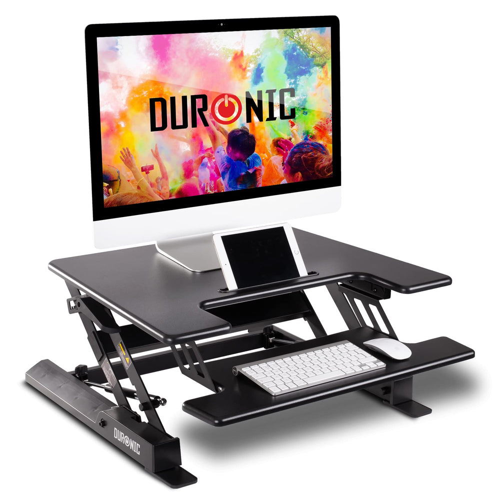 Zoomgoods Sit-Stand Desk DM05D19 | Height Adjustable Office Workstation | 72x56cm Platform | Raises from 16-42cm | Riser for PC Computer Screen, Keyboard, Laptop | Ergonomic Desktop Table Converter