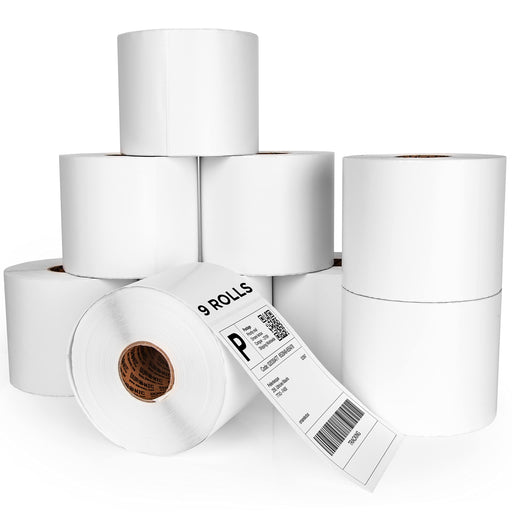 Zoomgoods Thermal Labels LL4X6 [4500 Labels-9 Rolls] | 100x150mm (6x4”) Self-Adhesive Shipping Labels | Ideal Postage Labels for Etsy, Shopify, eBay, Amazon, Royal Mail, FedEx, UPS, Hermes | 9 ROLL PACK