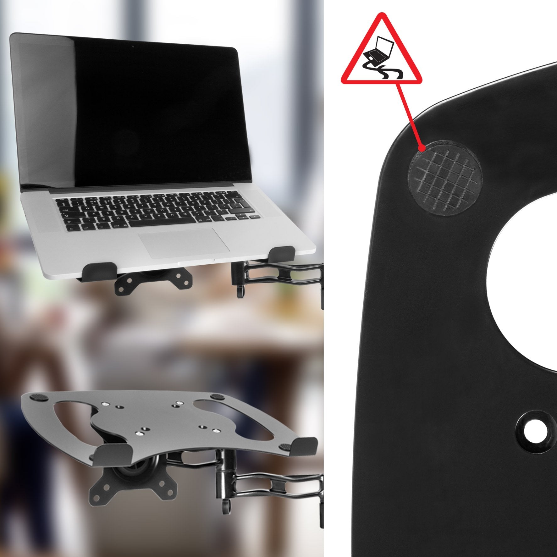 Zoomgoods Monitor Arm Laptop Attachment Stand DML1 | Desk Mount Support Tray for Laptop, Tablet or MacBook | VESA 75/100 | 8kg Capacity | Compatible with DM15 DM25 DM35 DM45 DM55 DM65 DMUSB DMDC DMG