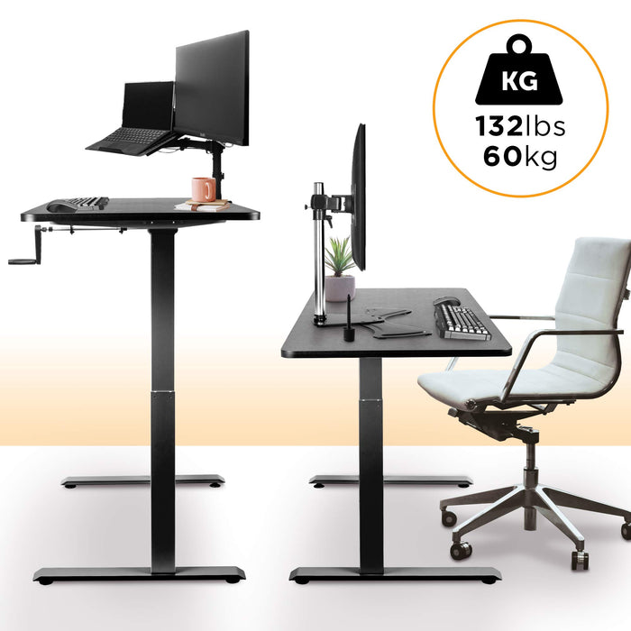 Zoomgoods Sit Stand Desk Frame TM00 BK | Manual Standing Office Table | Frame ONLY | Height Adjustable 71-116cm by Crank Handle | Ergonomic Workstation | Sturdy and Robust | Customisable | BLACK