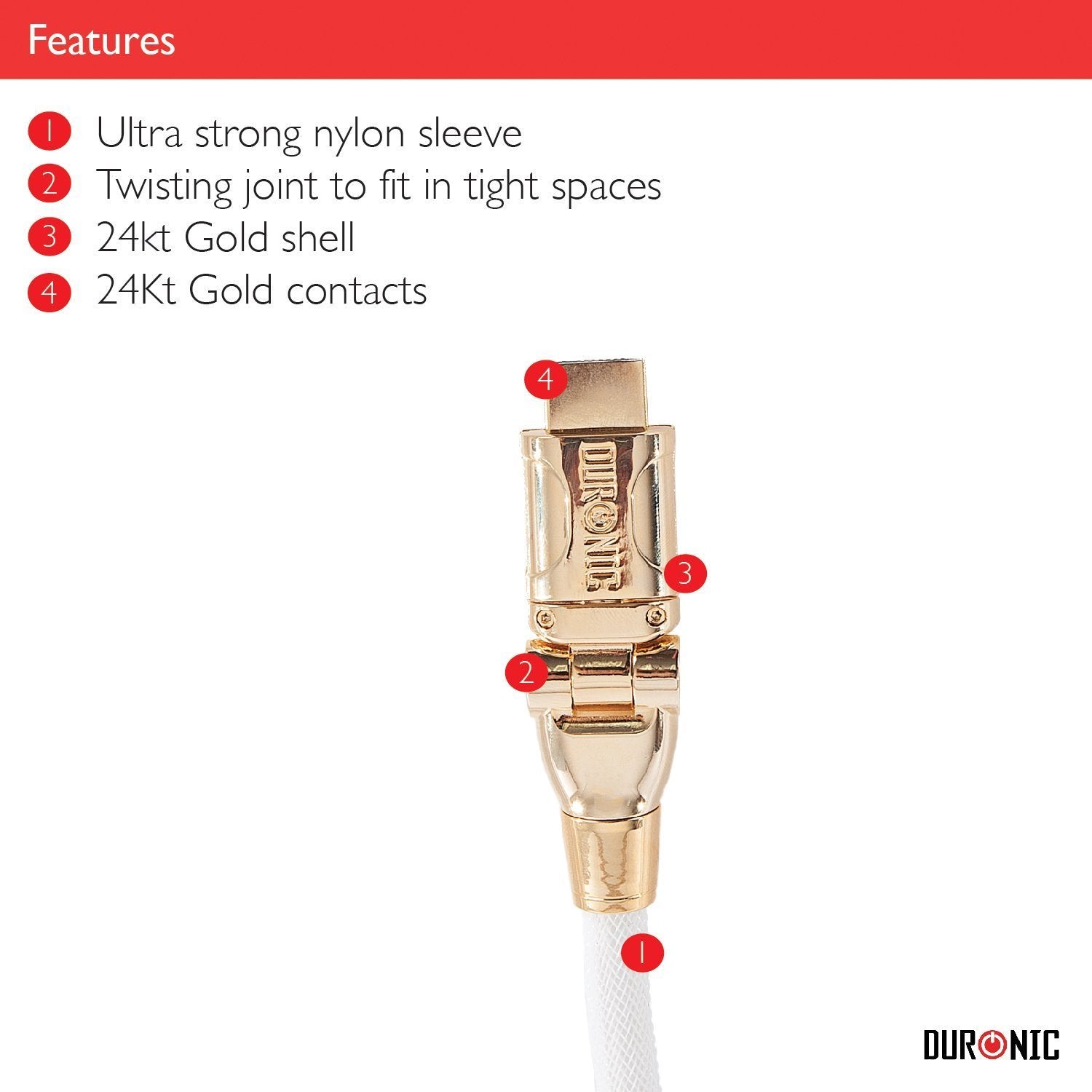 Zoomgoods HDMI Cable HDC01 /1, 1 Metre, WHITE, 1080p High Speed HDMI 1.4 & Ethernet Lead, 24K Gold Plated Swivel Connectors, Good for PS4, PS3, Xbox, Nintendo, Sky+ HD, Virgin, TV, DVD, BluRay