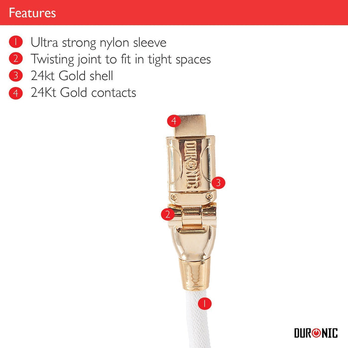 Zoomgoods HDMI Cable HDC01 /1, 1 Metre, WHITE, 1080p High Speed HDMI 1.4 & Ethernet Lead, 24K Gold Plated Swivel Connectors, Good for PS4, PS3, Xbox, Nintendo, Sky+ HD, Virgin, TV, DVD, BluRay