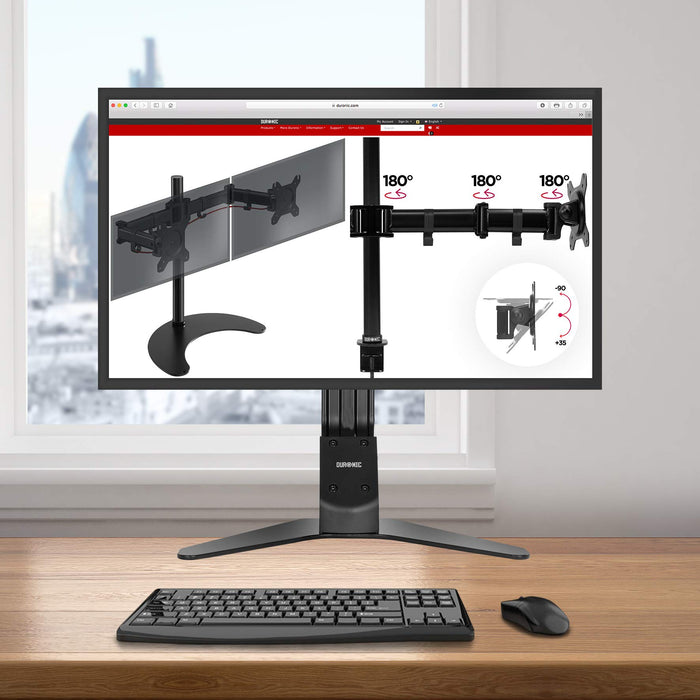 Zoomgoods DM12D1 Monitor Arm Stand | Single PC Desk Mount | Height Adjustable | For One 17-27" Screen | Ergonomic | VESA 75/100 | Screens up to 8kg | Tilt +15° & -15°/Rotate 360°