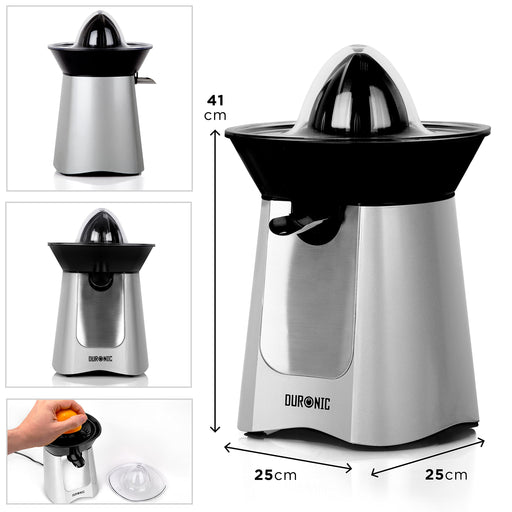 Zoomgoods Electric Citrus Juicer JE6SR Silver 100W Powerful Citrus Press Juicer Ideal for Fresh Citrus Juice Oranges Lemons Lime Squeezer Juice Machine 2 Interchangeable Press Cones