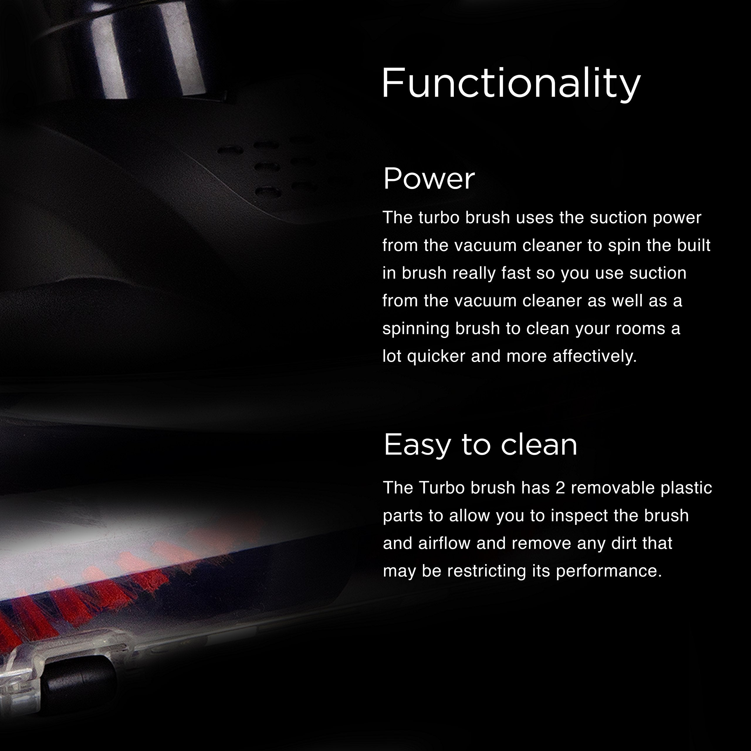 Zoomgoods Vacuum Cleaner Turbo Brush VC8TB | Adds extra cleaning power to the Zoomgoods VC8 Upright Stick Vacuum Cleaner | Compatible with Zoomgoods VC8 Vacuum Cleaners Only | Spare Part | Replacement