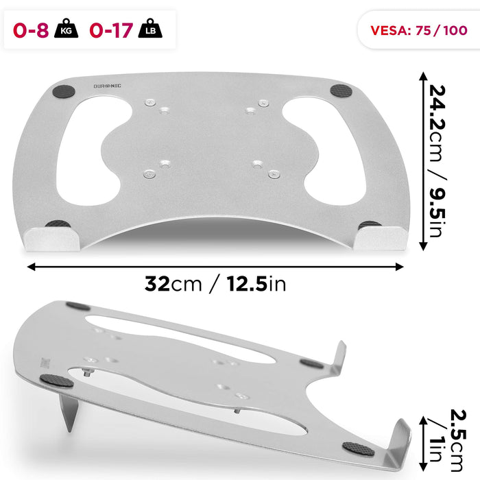 Zoomgoods Laptop Attachment DML1 /SR | SILVER Desk Mount Support Tray for Laptop/Tablet/MacBook | VESA 75/100 | 8kg Capacity | Compatible with DM15 DM25 DM35 DM45 DM55 DM65 DMUSB DMDC DMG Monitor Stands